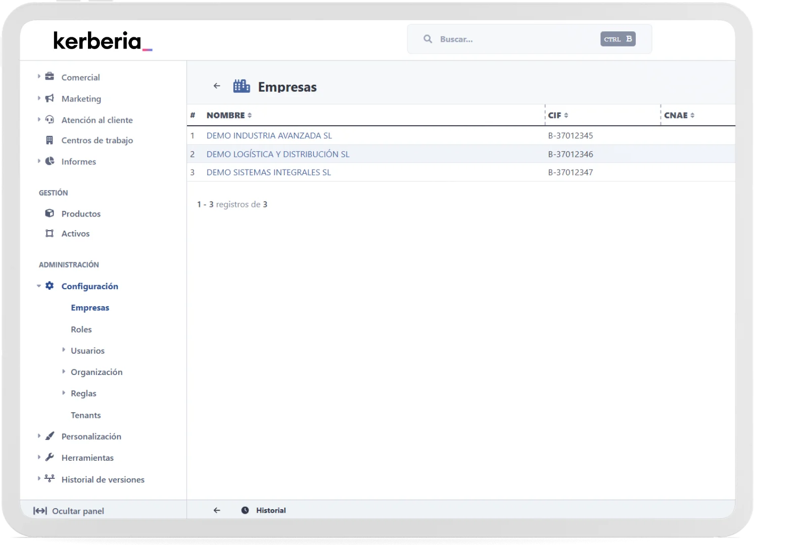crm configuracion empresas