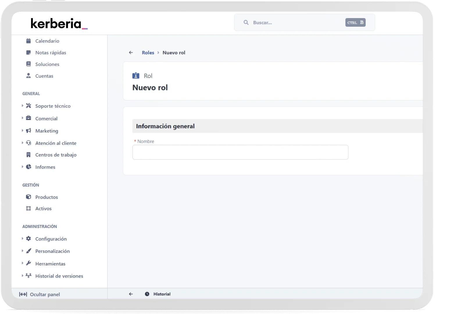 crm configuracion roles
