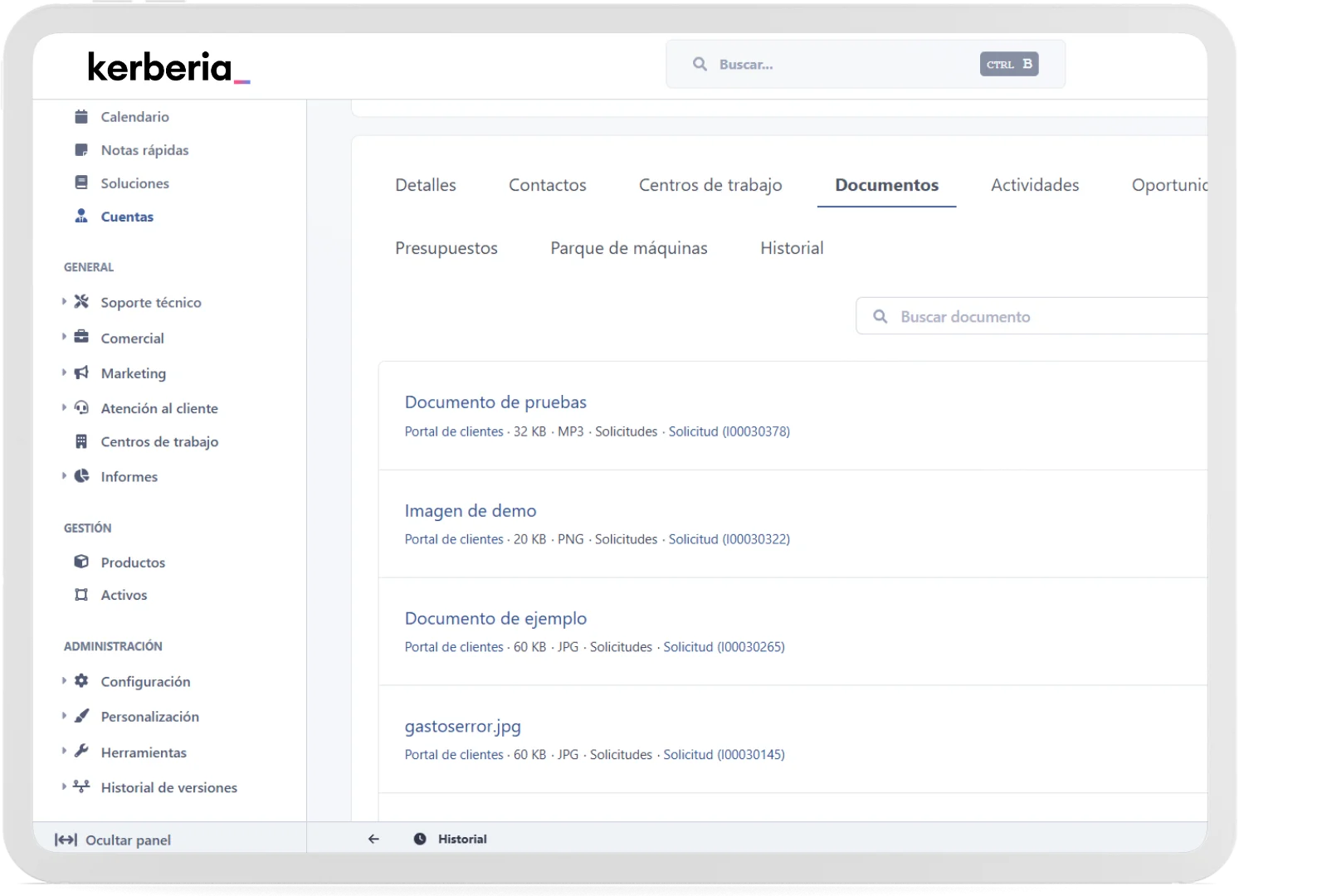 crm cuentas documentos
