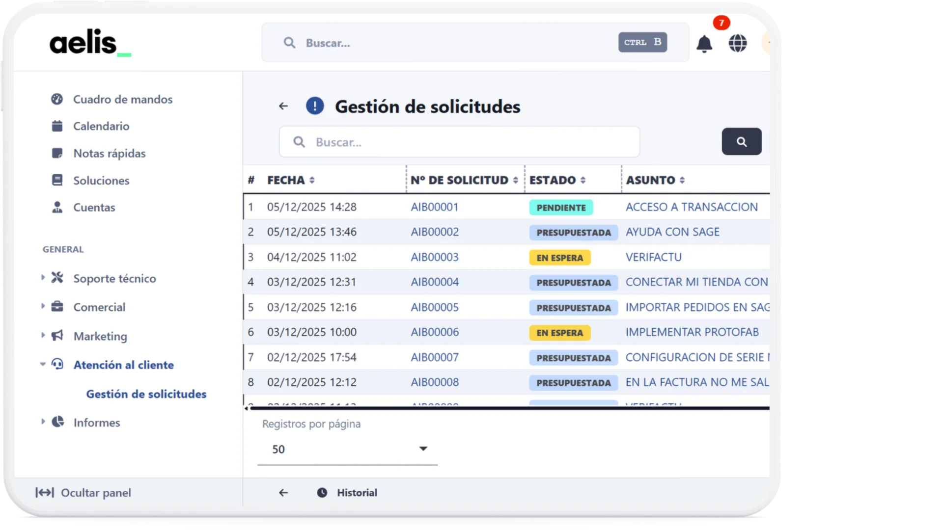 crm gestion solicitudes